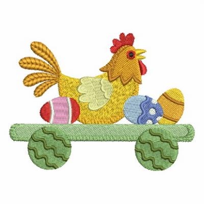 Easter Train Chicken Machine Embroidery Design