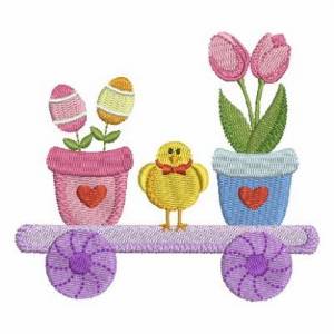 Picture of Easter Train Fowers Machine Embroidery Design
