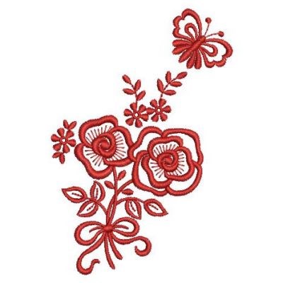 Roses Redwork Machine Embroidery Design