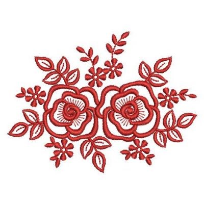 Redwork Flowers Machine Embroidery Design