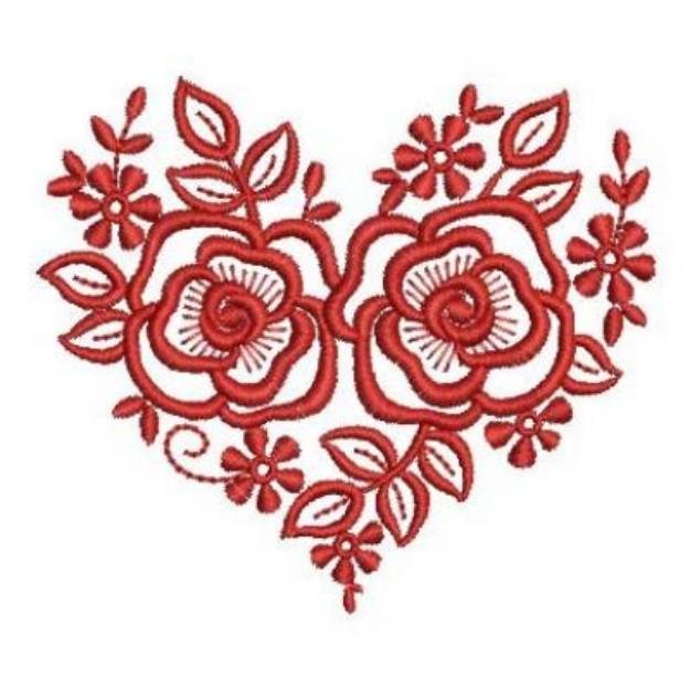 Picture of Heart Roses Machine Embroidery Design