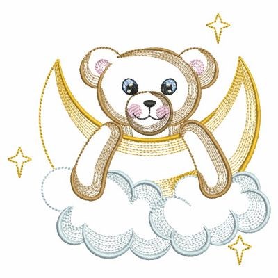 Night Sky Bear Machine Embroidery Design