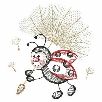 Ladybug Dandelion Machine Embroidery Design