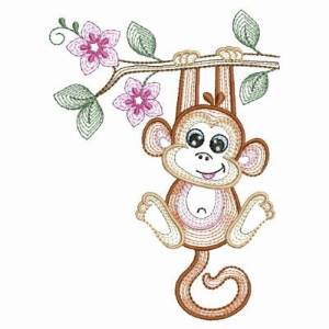 Picture of Rippled Monkey Machine Embroidery Design
