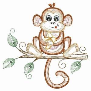 Picture of Banana Monkey Machine Embroidery Design