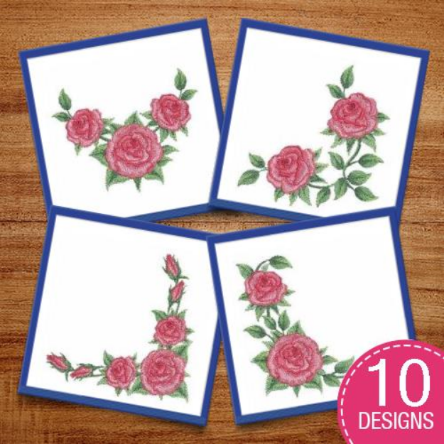 Picture of Watercolor Red Roses Embroidery Design Pack