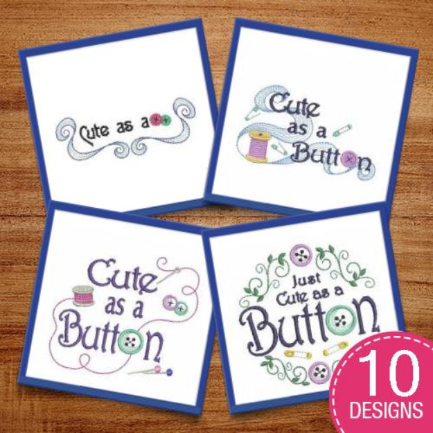 Picture of Cute As A Button Embroidery Design Pack