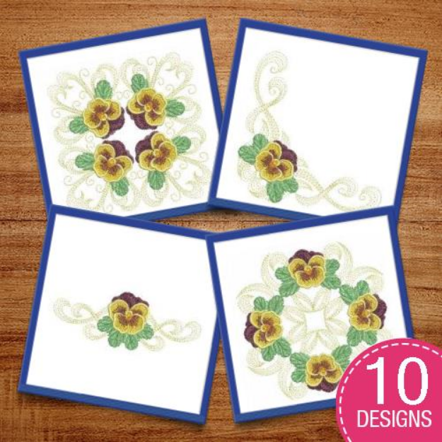 Picture of Pansy Decor Embroidery Design Pack