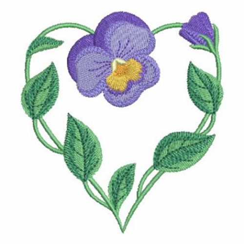 Pansy Heart Machine Embroidery Design