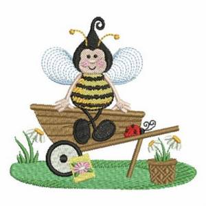 Picture of Wheelbarrow Bee Machine Embroidery Design
