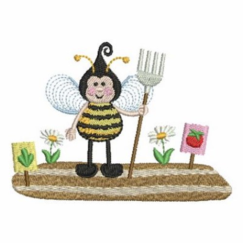 Garden Bee Machine Embroidery Design