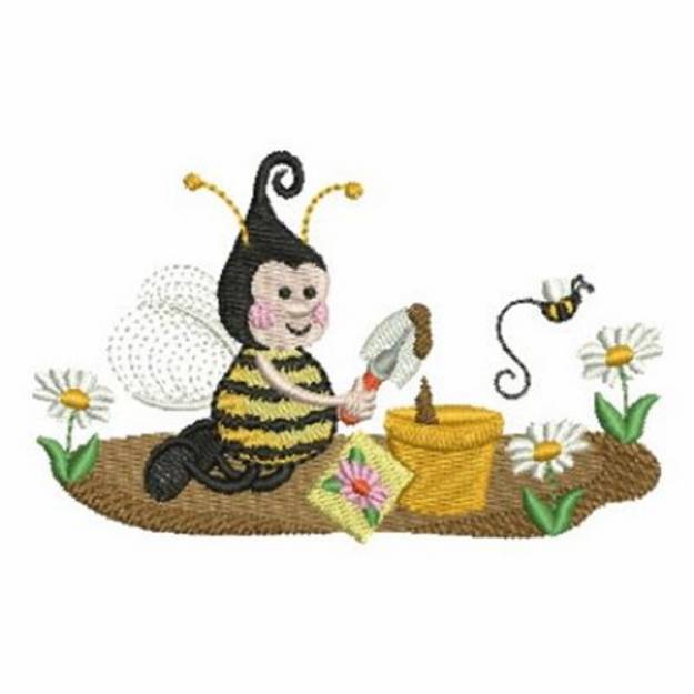 Picture of Flower Bee Machine Embroidery Design