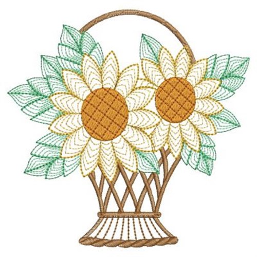 Sunflower Basket Machine Embroidery Design