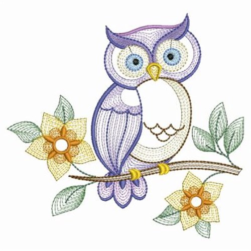 Flower Owls Machine Embroidery Design