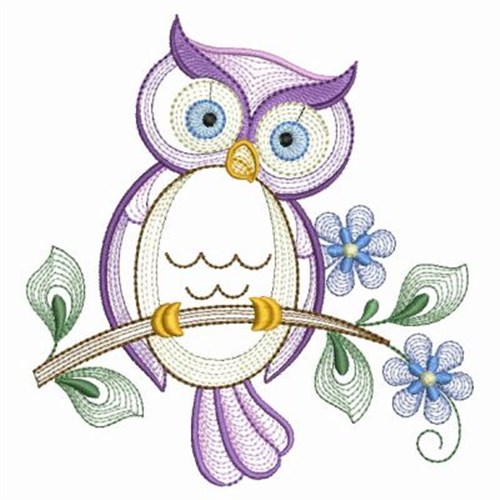 Purple Owl Machine Embroidery Design