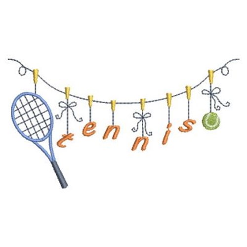 Tennis Clothesline Machine Embroidery Design