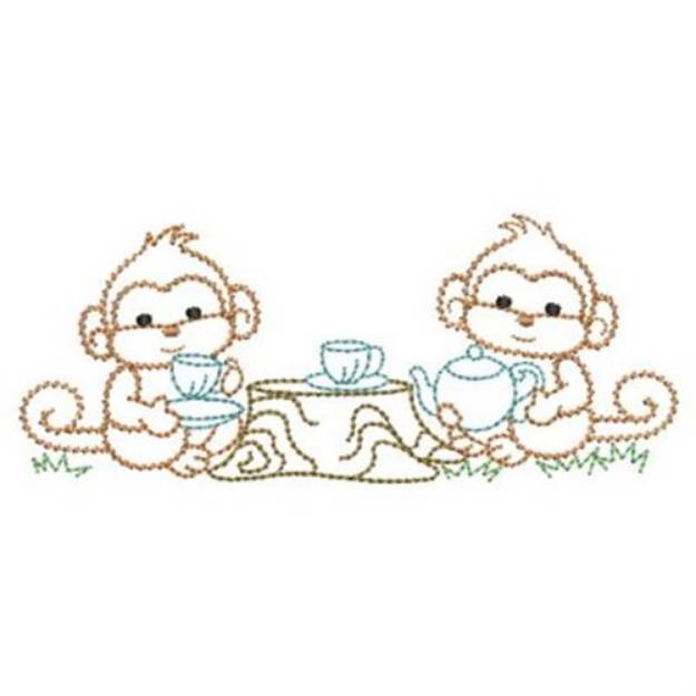 Picture of Monkey Tea Party Machine Embroidery Design