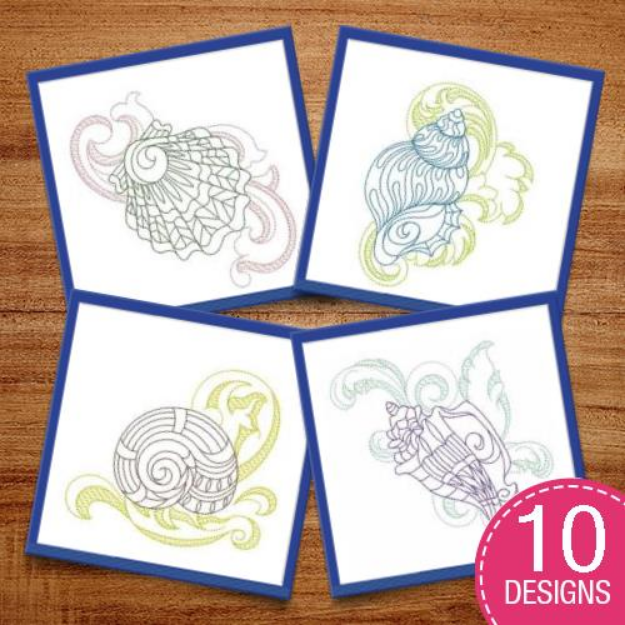 Picture of Vintage Baroque Seashell Embroidery Design Pack