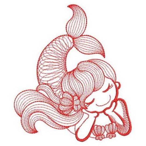 Picture of Sleepy Redowrk Mermaid Machine Embroidery Design