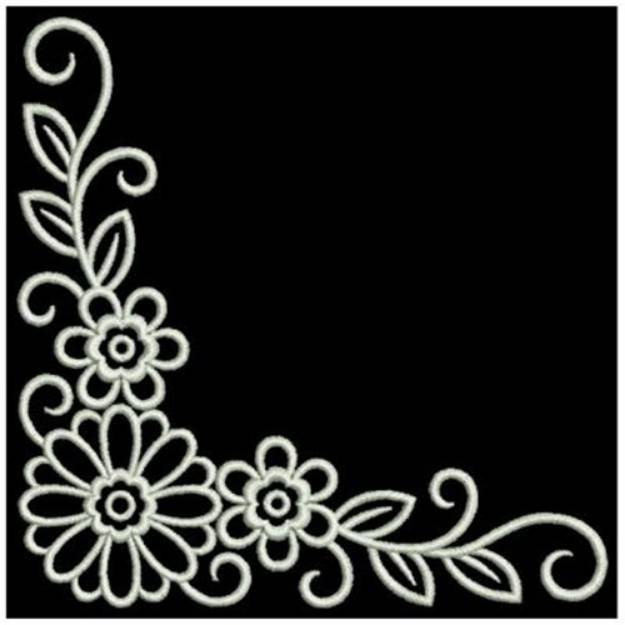 Picture of White Work Floral Corner Machine Embroidery Design