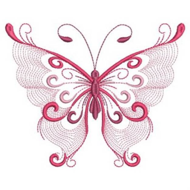 Picture of Rippled Red Butterfly Machine Embroidery Design