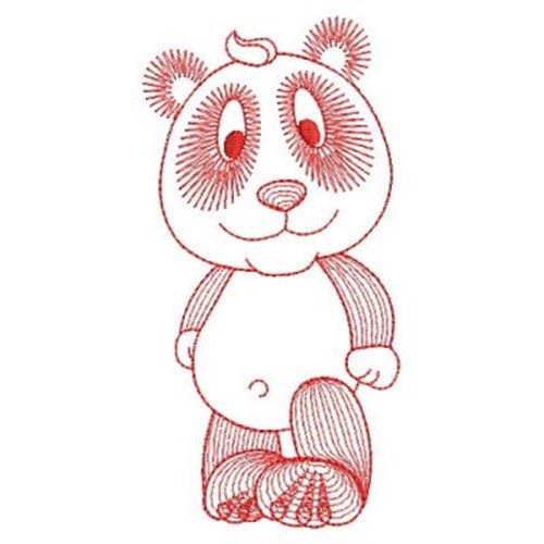 Redwork Panda Machine Embroidery Design