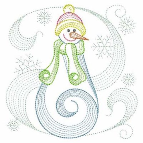 Rippled Snowman Machine Embroidery Design