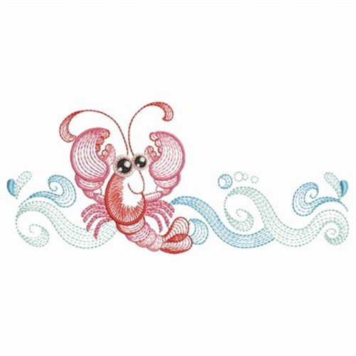 Rippled Lobster Machine Embroidery Design