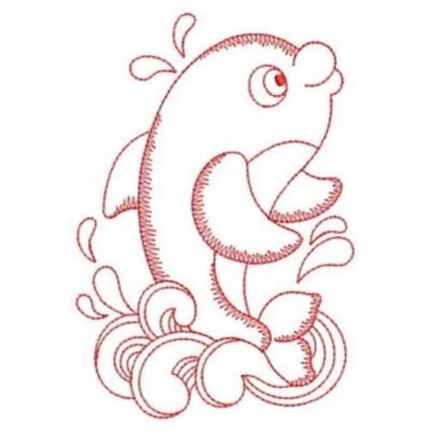 Picture of Redwork Dolphin Machine Embroidery Design