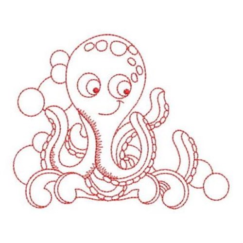 Redwork Octopus Machine Embroidery Design