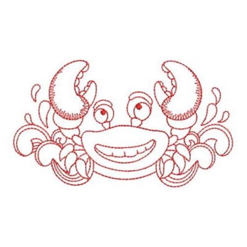Redwork Crab Machine Embroidery Design