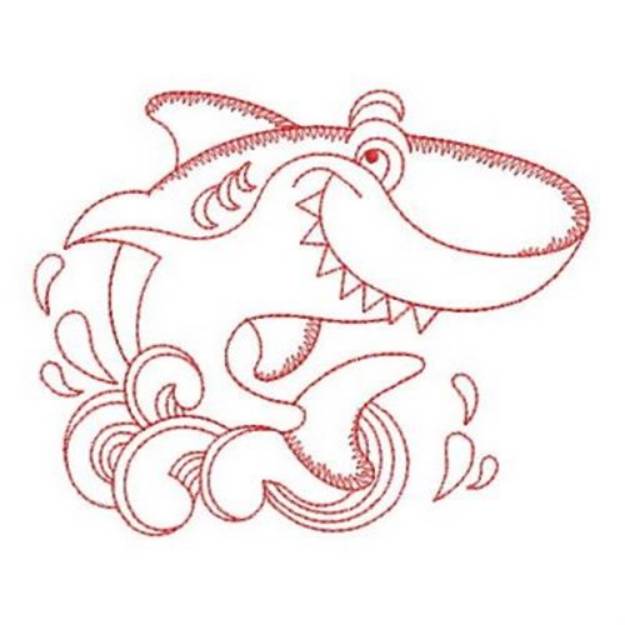 Picture of Redwork Shark Machine Embroidery Design