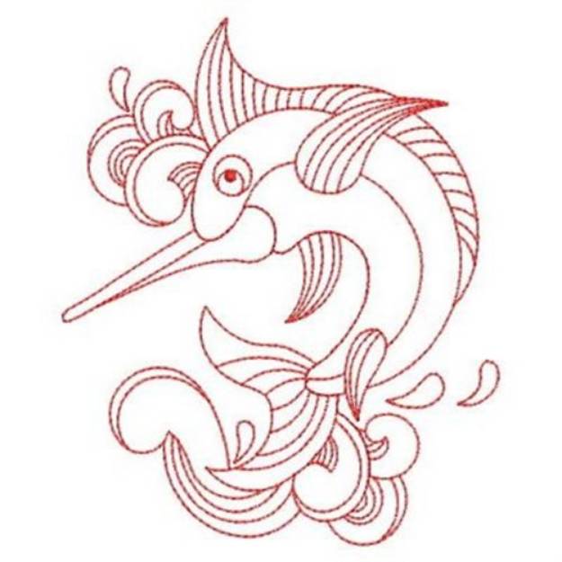 Picture of Redwork Swordfish Machine Embroidery Design