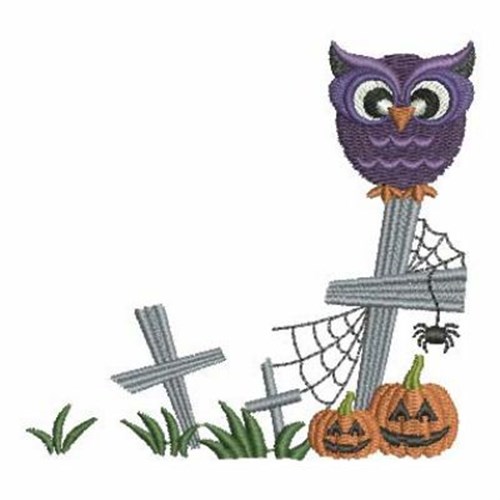 Graveyard Owl Machine Embroidery Design