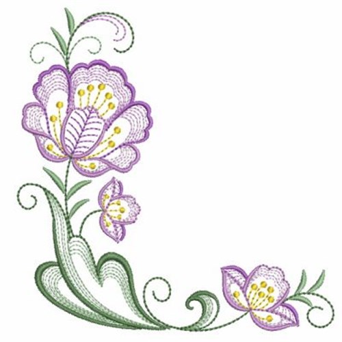 Rippled Flower Corner Machine Embroidery Design