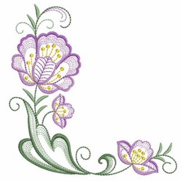 Picture of Rippled Flower Corner Machine Embroidery Design