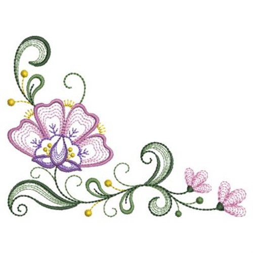 Corner Floral Machine Embroidery Design