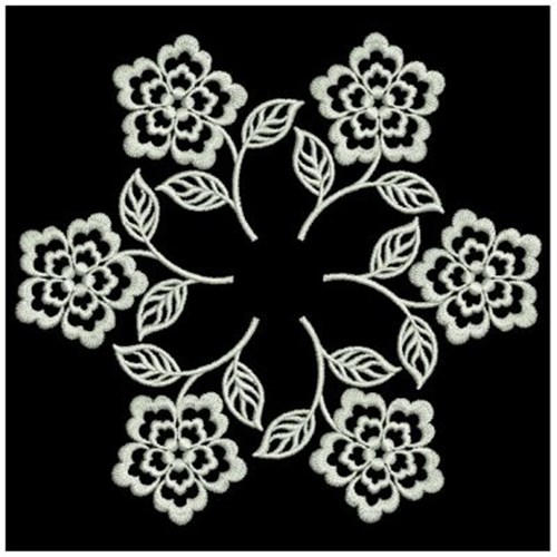 White Work Flower Star Machine Embroidery Design