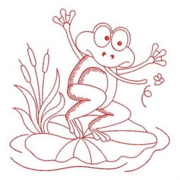 Picture of Redwork Frog Machine Embroidery Design
