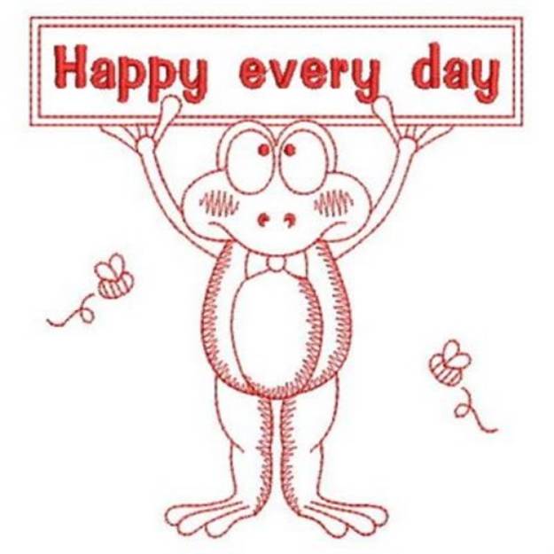 Picture of Redwork Happy Frog Machine Embroidery Design