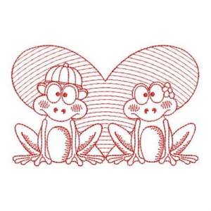 Picture of Redwork Frog Love Machine Embroidery Design