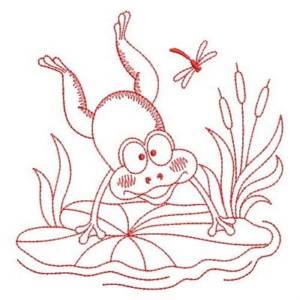 Picture of Redwork Jumping Frog Machine Embroidery Design