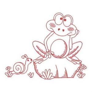 Picture of Redwork Frog & Snail Machine Embroidery Design