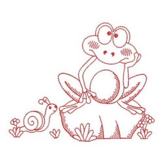 Picture of Redwork Frog & Snail Machine Embroidery Design
