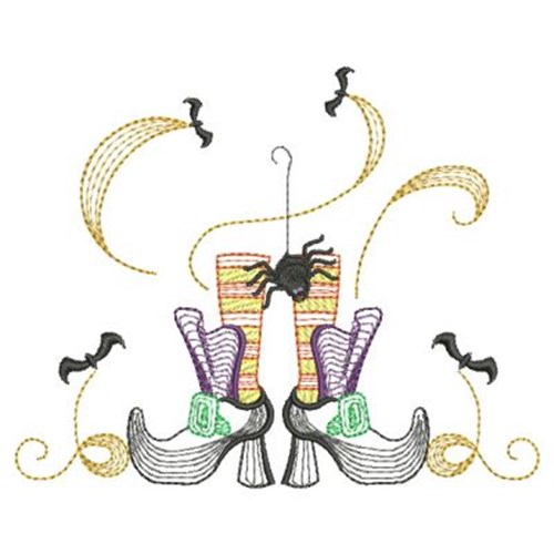 Witch Shoes Machine Embroidery Design