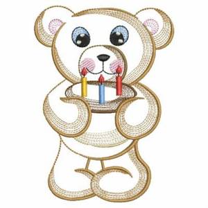 Picture of Birthday Cake Teddy Machine Embroidery Design