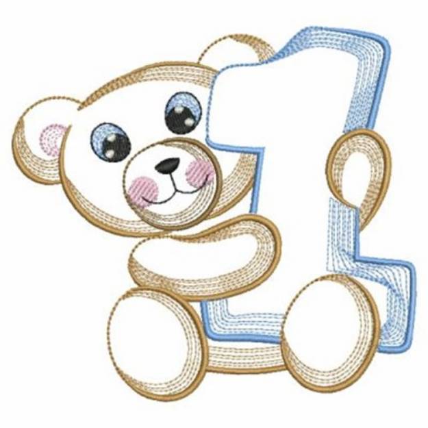 Picture of 1st Birthday Bear Machine Embroidery Design