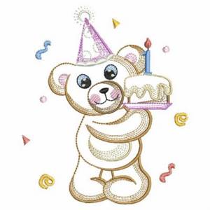 Picture of Birthday Cake Bear Machine Embroidery Design