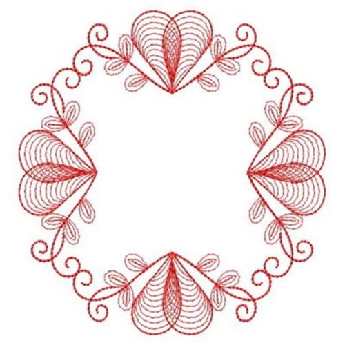 Redwork Valentines Day Machine Embroidery Design