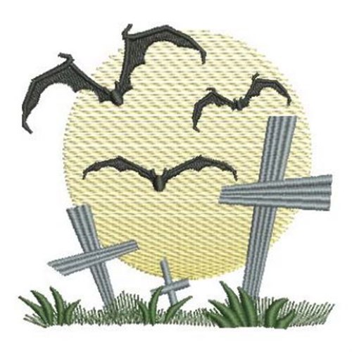 Graveyard Bats Machine Embroidery Design